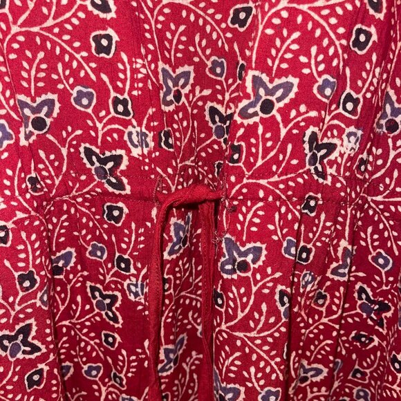 April Cornell Womens Caftan Size 2XL Red Floral Adjustable Waist Pure Cotton - Picture 5 of 11